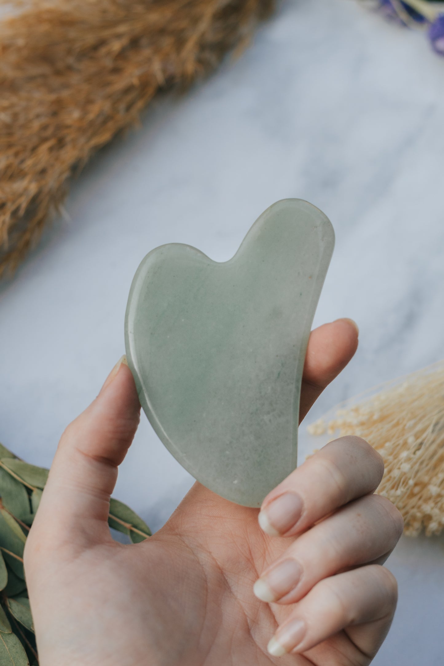 Jade Crystal Gua Sha with Black Skull Pouch